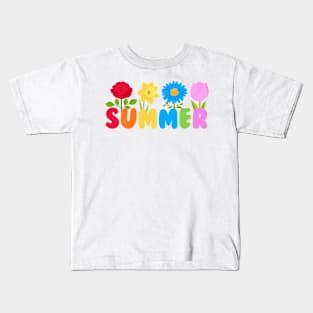 Beautiful Summer Flowers Rose Tulip daffodil Aster Kids T-Shirt